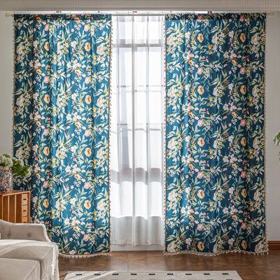  Boho Floral Curtains French Country Farmhouse Curtains 72 Inches Long Light Filtering Window Rod Pocket Drapes for Living Room 2 Panels-Green Flor