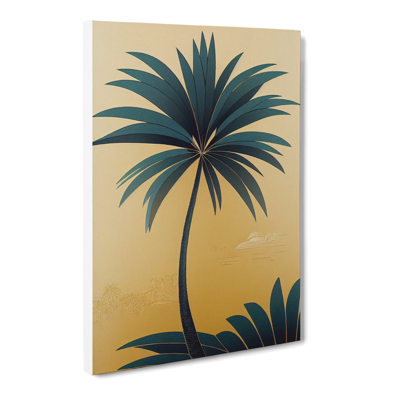 Palm Tree Deco Style - Wrapped Canvas, 50cm H x 35cm W x 3cm D