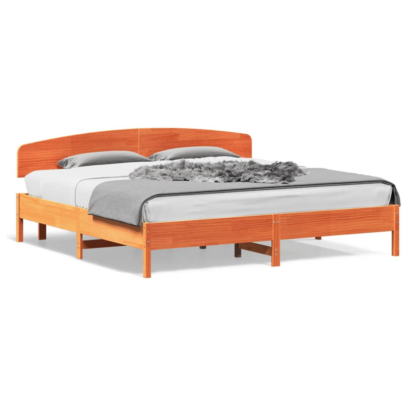 Arezzini Solid Wood Bed, Super King (6'), Wax Brown