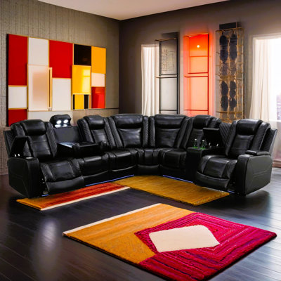 Power Sectional Recliner With LED Light