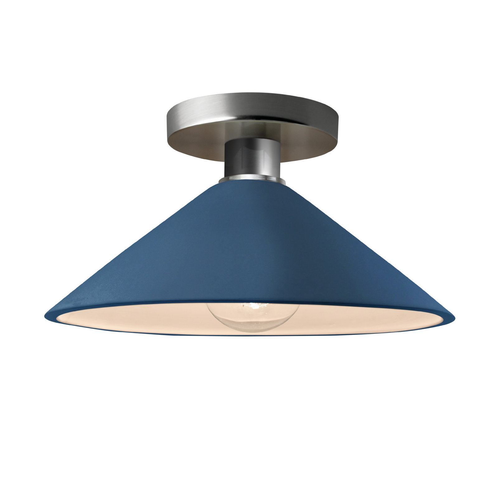 Single Light Ceramic Semi Flush Mount, Midnight Sky/Matte White, Brushed Nickel, Incandescent (Not Included)