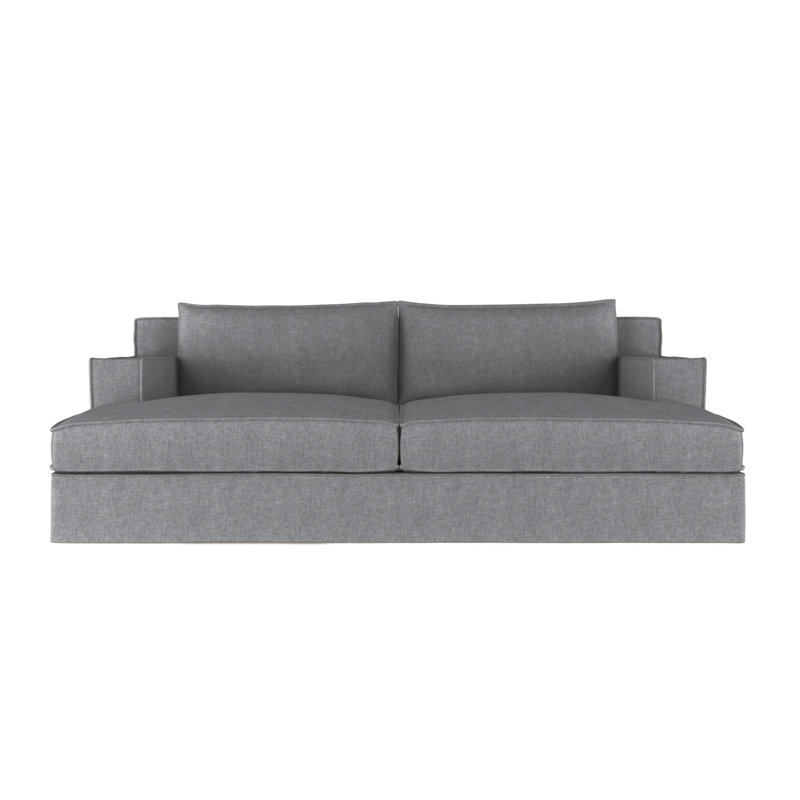 Mulberry Square Track-Arm Daybed with Flange Seam, Vintage Leather Pumice, Weathered