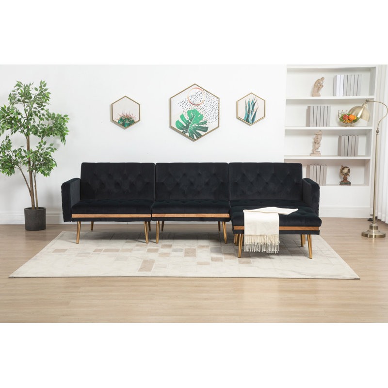Canapé modulaire COOLMORE, Velours noir