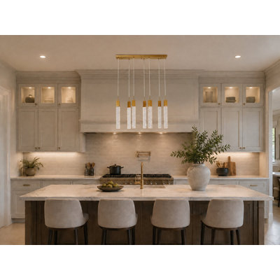 Modern 7 Light Kitchen Island Crystal Pendant