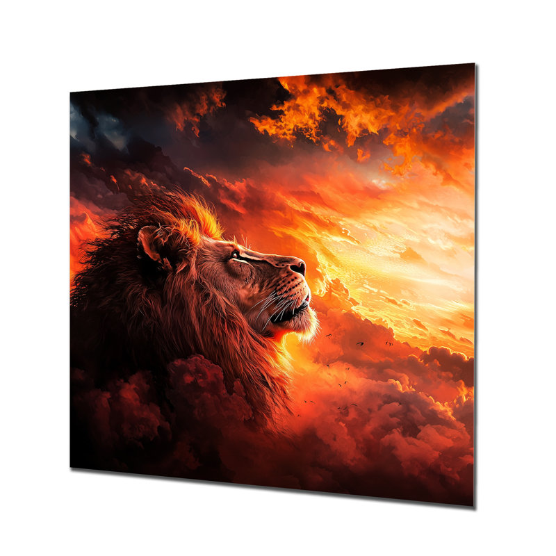 Roaring Lion Courage I - animaux, décoration murale, reproduction murale en métal, H 36 po x l 36 po