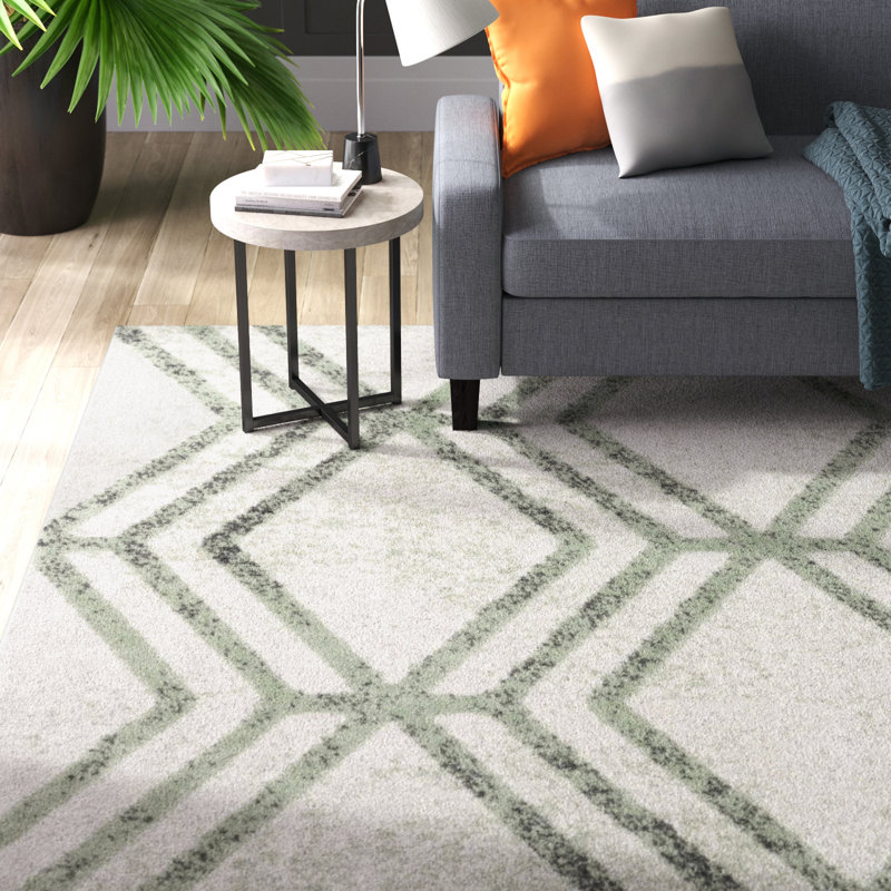 Tapis géométrique ivoire / sauge Arrietty, Rectangle 8 pi x 10 pi