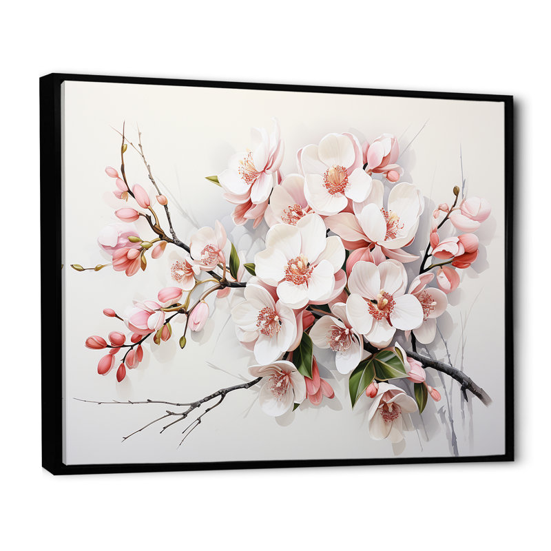 «Pink Orchids Minimalisme Dream I» sur toile, H 34 po x l 44 po x P 1,5 po, Cadre flottant noir