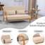 Fauteuil de loisir avec accoudoirs et pieds en bois massif, canapé d'appoint Mid-Century moderne, 2 places-933892701