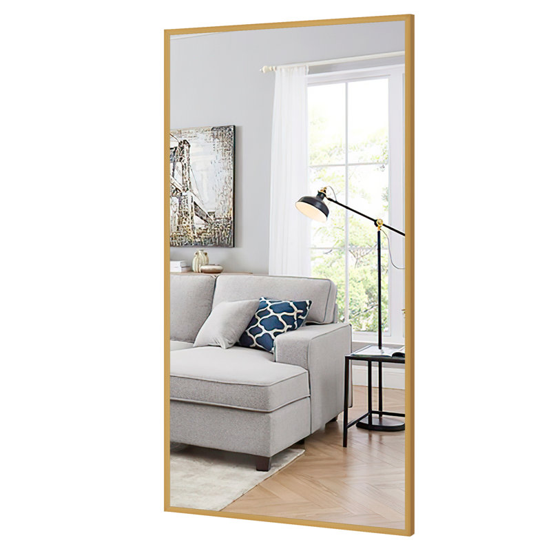 Talma Wood Flat Mirror, 59" H x 36" W, Gold