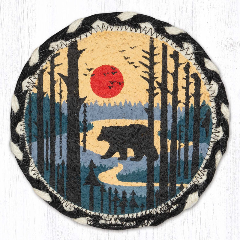 Grand sous-verre EarthRugs LC-430 Bear Scene 7 po x 7 po