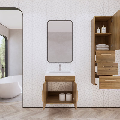 24" Wall-Mounted Single Bathroom Vanity Set