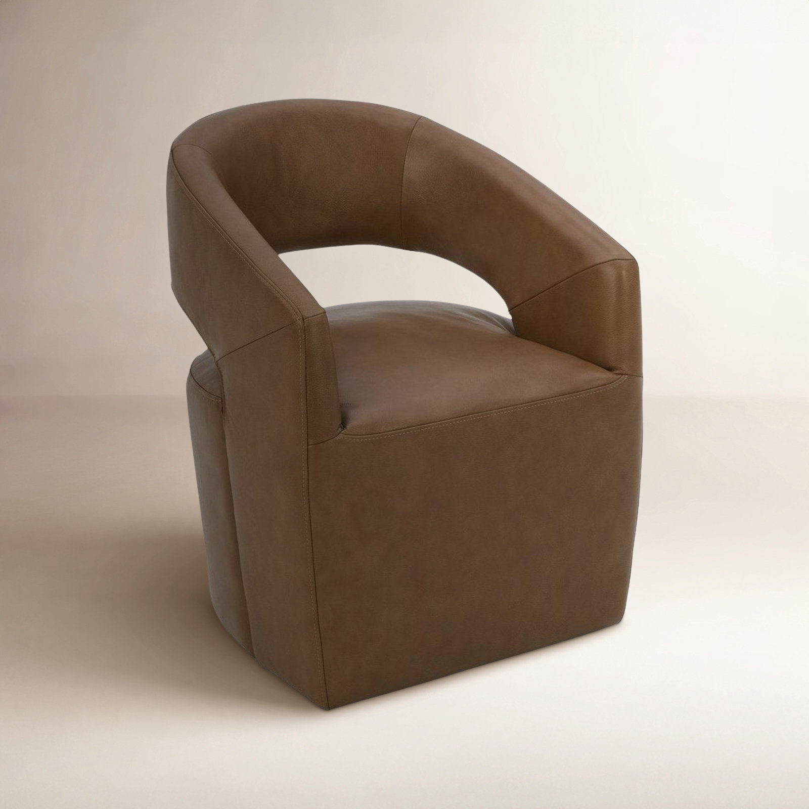 Barrow Rolling Dining Chair Tan Leather