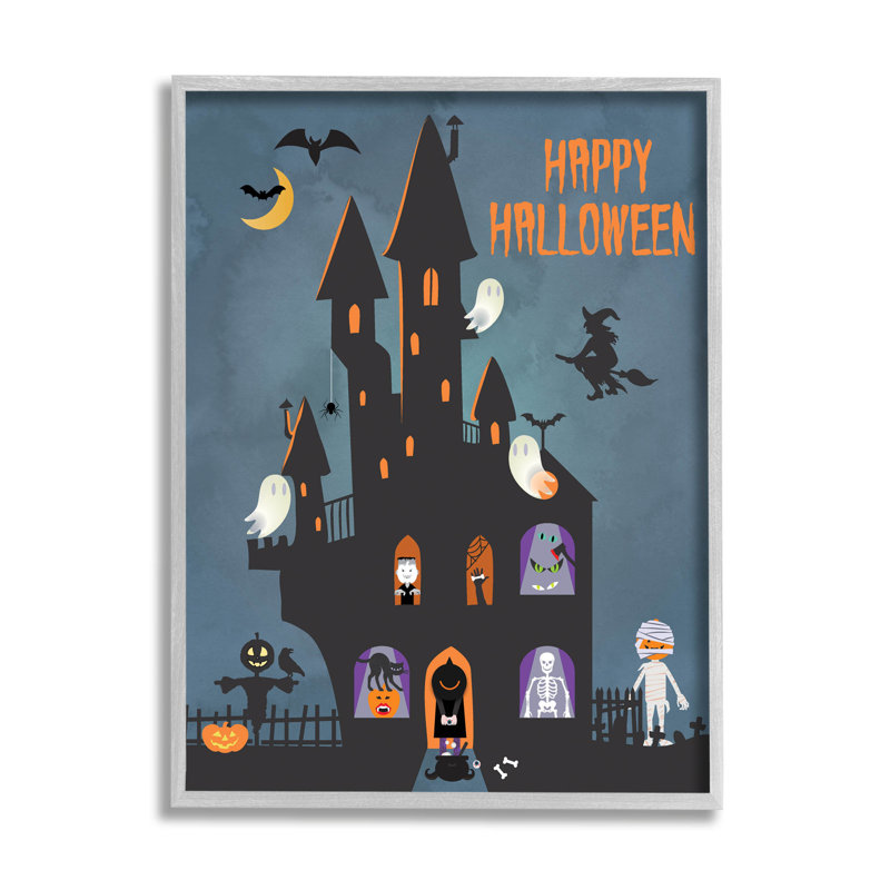 Joyeux Halloween fantôme hanté - 216, H 14 po x l 11 po x P 1,5 po, Estampe numérique Farmhouse