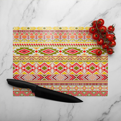 Aztec American Indian Pattern Glass Chopping Board