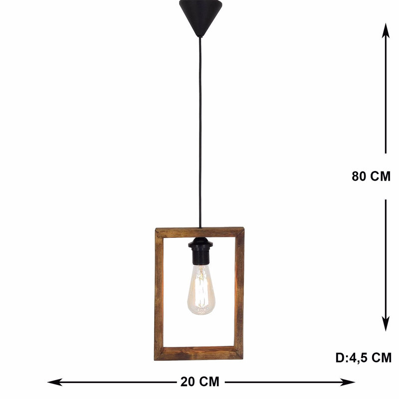 Lustre rustique fait à la main, pin massif, 31,5 po x 1,8 po x 31,5 po | 1 x douille E27, 40 W maximum | Finition élégante en noyer, parfaite pour les décors modernes et rustiques | Certifié IP20, solution d'éclairage unique pour la maison et la salle à manger