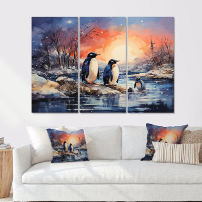 Penguins Winter Symphony I - ensemble d'art mural pingouin