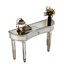 Console à miroir en demi-cercle de 47 po pour chambre à coucher ou vestiaire, avec tiroir en verre cannelé et cristal, gris et argent, matériau, table mince avec chambre à coucher en argent pour le vestibule, base en bois franc,