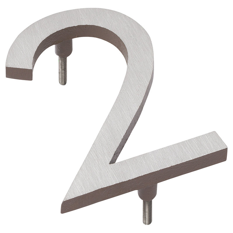 Numéro de maison à fixation flottante 6 po, 2, Nickel satiné / sable
