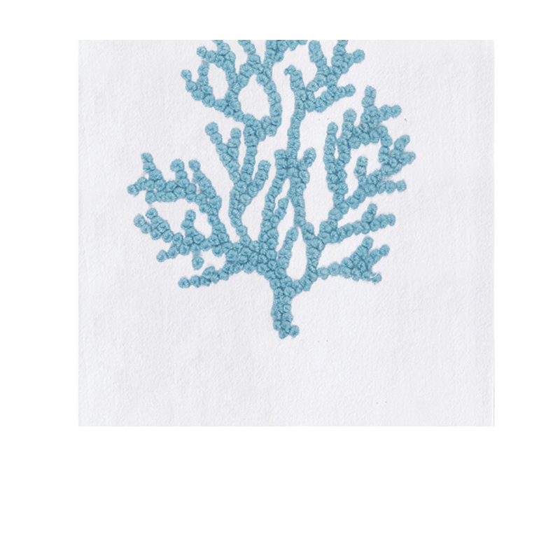 Blue Coral Design Decorative Dishtowel Coastal Beach Nautical Home Kitchen Drying Dish Towel All Seasons Summer Spring Decor Decoration