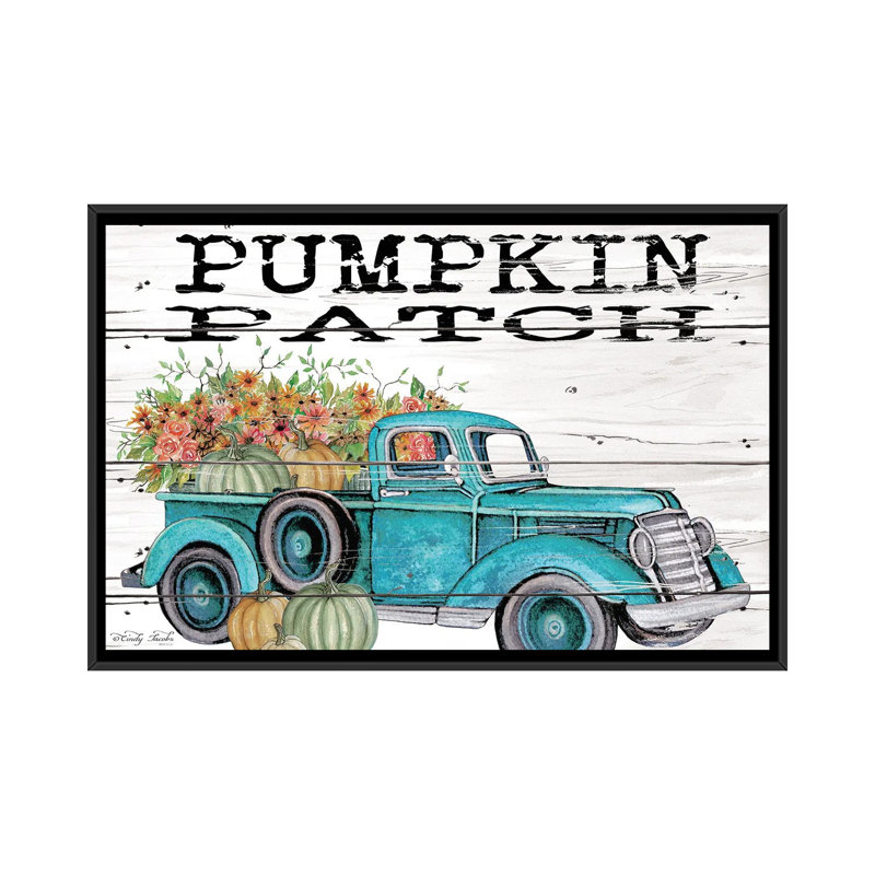 «Pumpkin Patch Truck», reproduction d'art sur toile encadrée, H 18 po x l 26 po, Impression encadrée sans passe-partout, Noir