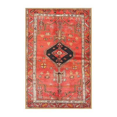 Tapis traditionnel orange / noir / jaune clair Bintou