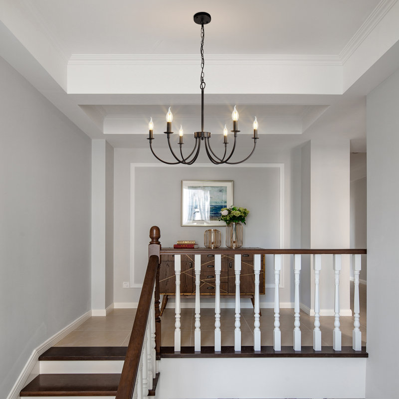 6-Light Dimmable Classic / Traditional Chandelier, Matte Black