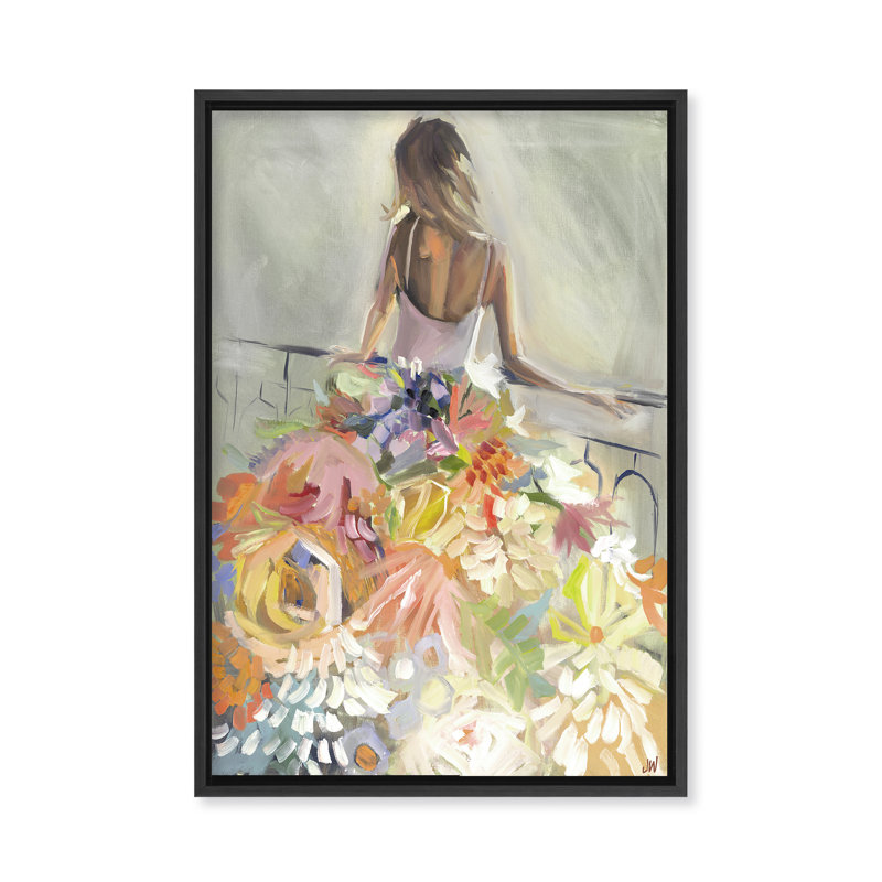 Nature Inspired Blossom Reverie: The Enigmatic Backdrop, 48" H x 32" W x 2.375" D, Black, Framed Canvas