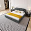 Très grande base de lit tapissier très grand style minimaliste moderne avec tête de lit courbée gris foncé-506147631