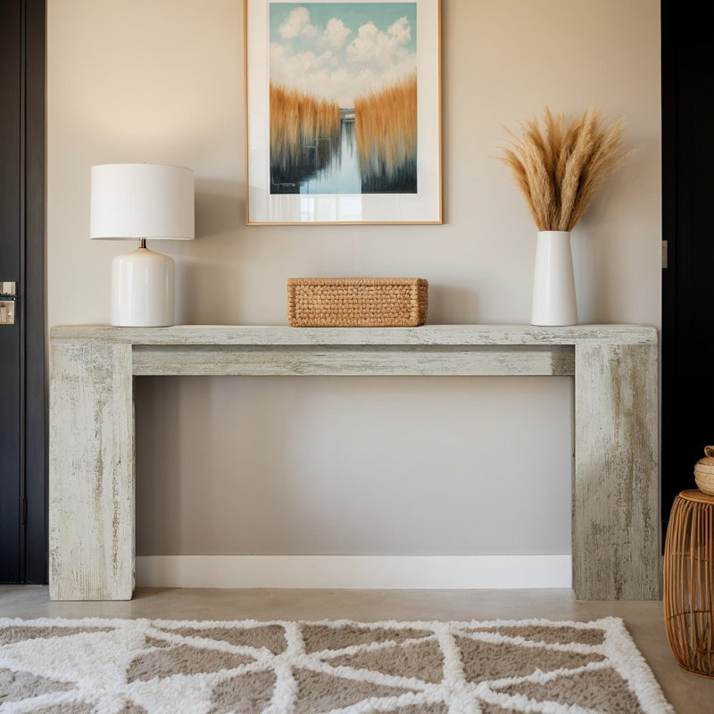 Console rustique de 70,9 po de largeur, console d'appoint étroite pour vestibule et vestibule, Blanc