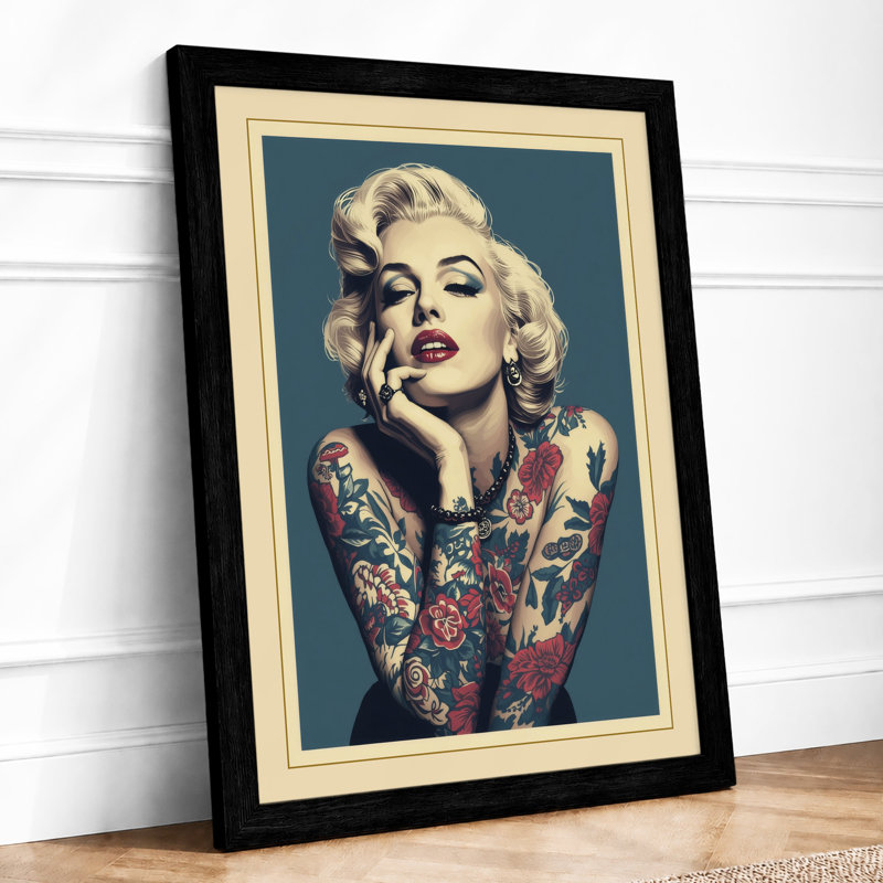 Tattooed Glamour Retro - Framed Print, A1 - 84.1 x 59.4 cm, Black