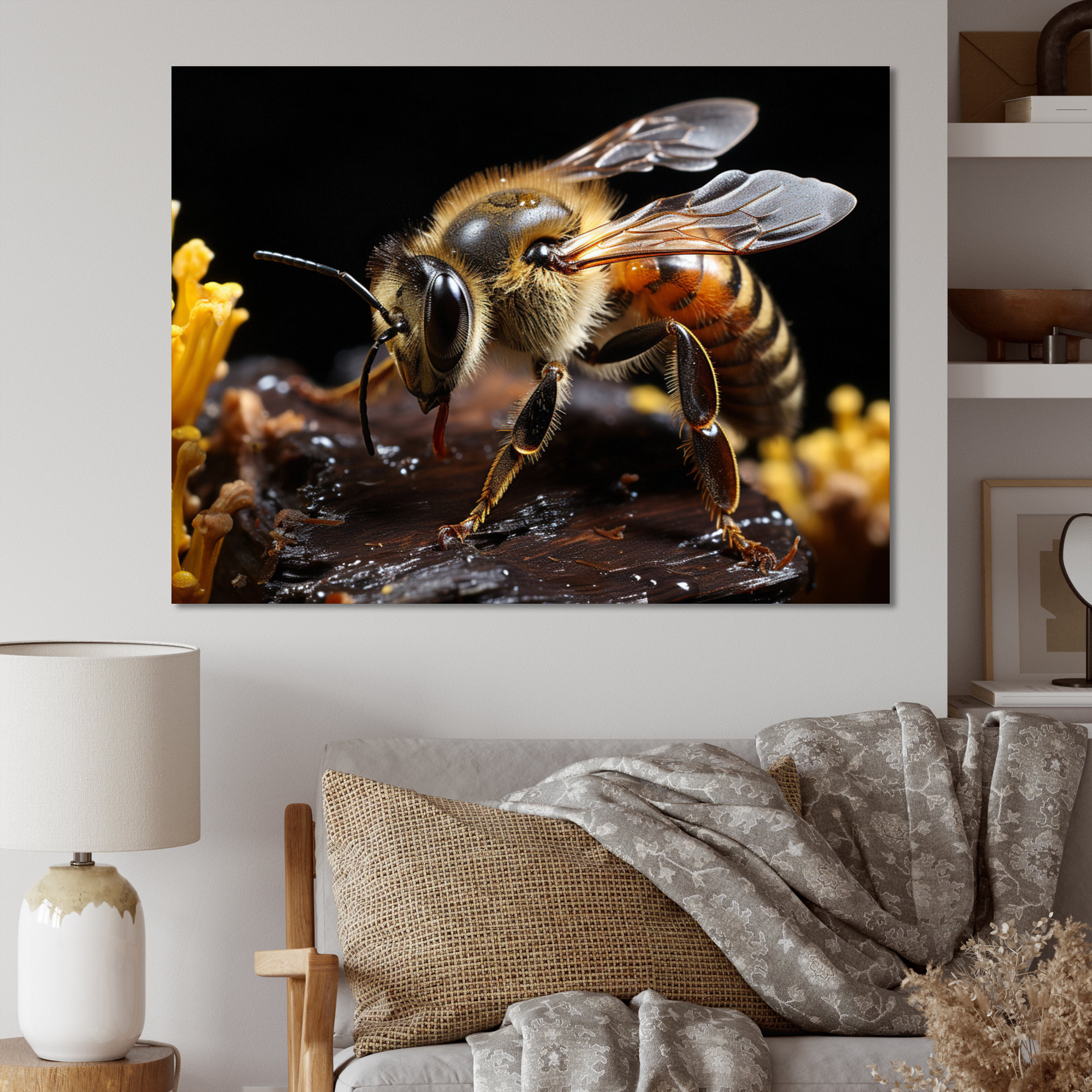 Gracie Oaks Bee Portrait II - Animals Wall Art Living Room | Wayfair