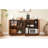 63" Walnut Sideboard With Central Shelf Compartments, Suitable For Hallway, Vacuum - Formed Textured Veneer, Water Surface, Scratch-1388236008