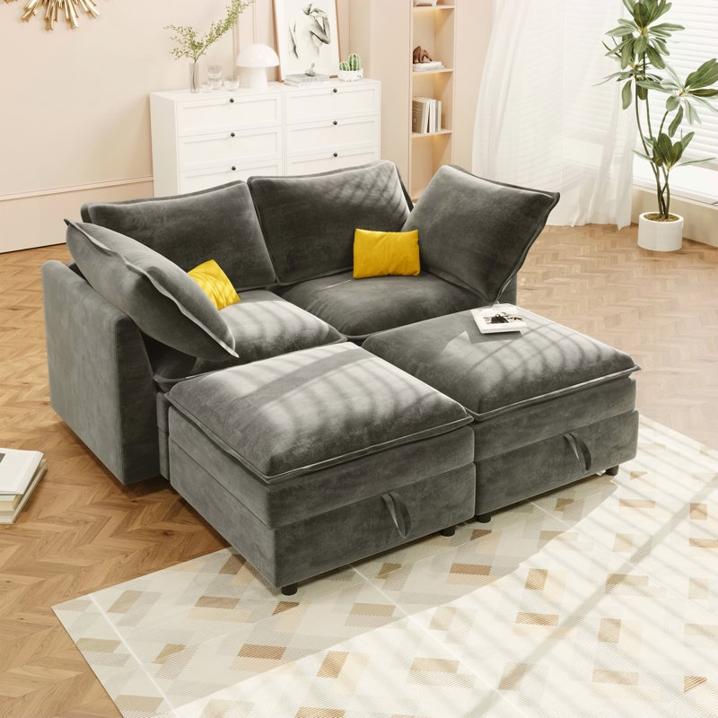 Canapé 4 pièces avec rangement Mirod, Gris