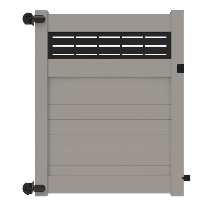 Clôture horizontale en vinyle gris, H 6 pi x l 5 pi
