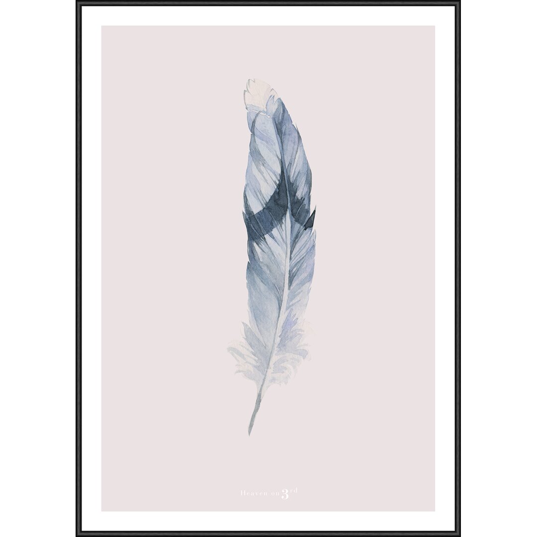 Gerahmtes Poster „Feather Pink“, Grafikdruck