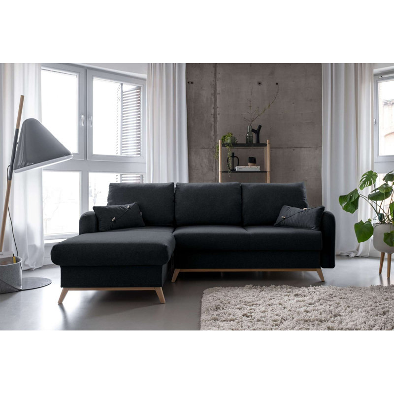 Scandic Lagom Corner Sofa Bed, Dark Grey, Left Hand Facing