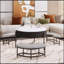Table basse moderne à plateau relevable avec rangement et 3 repose-pieds, parfaite pour les espaces de vie élégants et fonctionnels-89882801-89882800