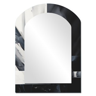 Abstract Marble Shapes II - Marble Asymmetrical Decorative Mirror, Modern Freeform Large Wall Mirror, Printed Metal Art