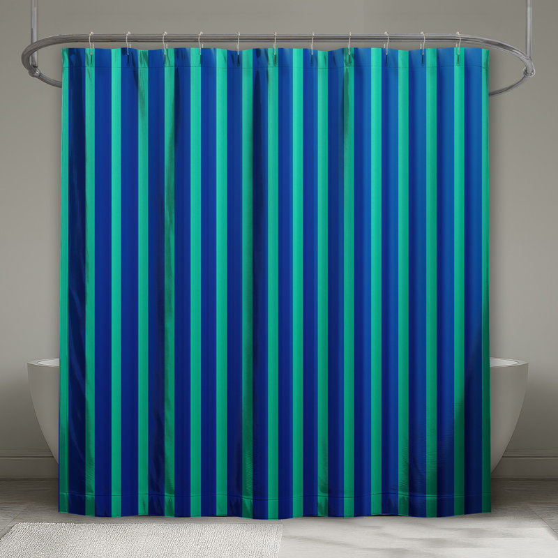 Rideaux de douche à rayures verticales bleues extra long, 70in W x 93in H