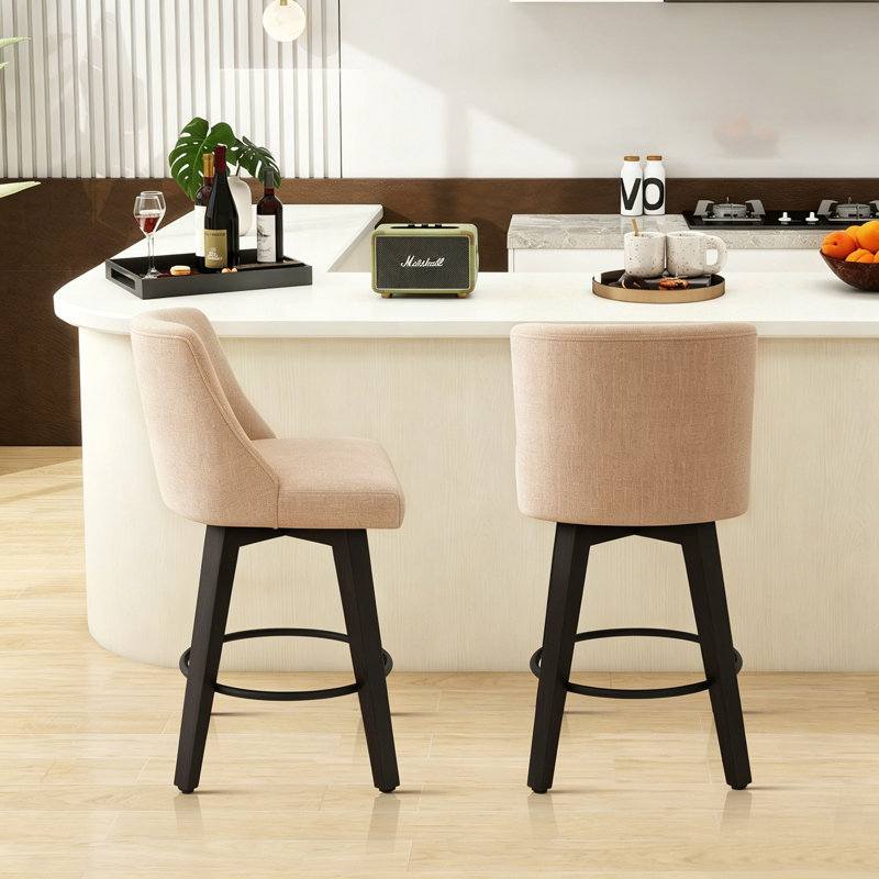 Tabourets de bar et de comptoir Loriell avec structure en bois massif, Tabouret de comptoir (siège d'une hauteur de 26 p, 3