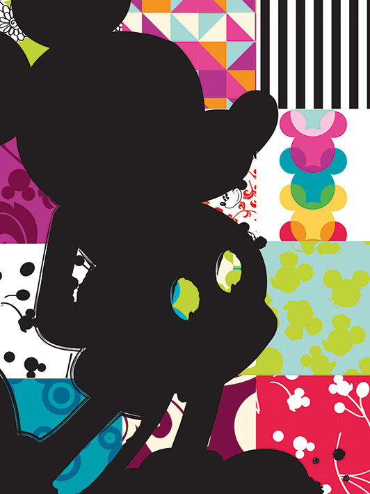 Mickey Mouse Patchwork Silhouette' Graphic Art Print on Wrapped Canvas