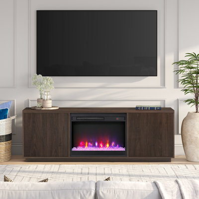 Meuble télé rectangulaire avec foyer en cristal 26 po pour téléviseur de 75 po ou moins Raydan
