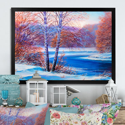 " River In Sunset Winter Forest II "