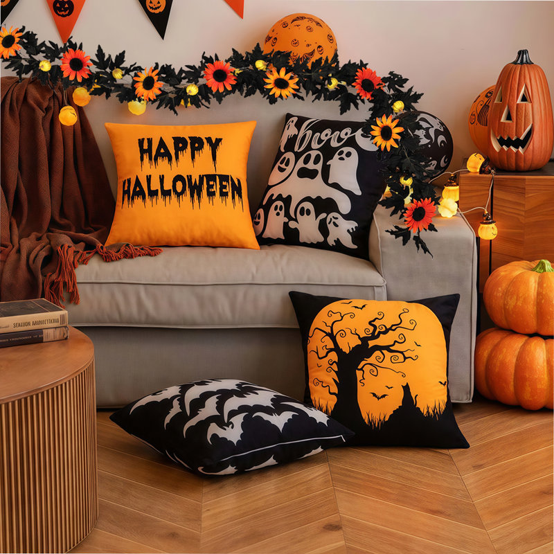 Guirlande 5,9 pi Halloween, Orange/ rouge / noir