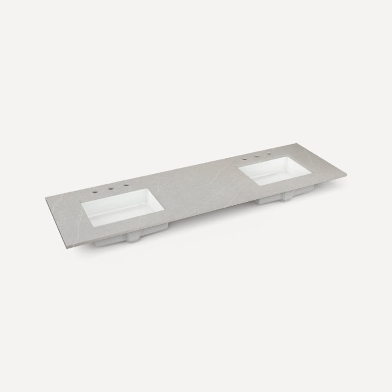 Wyndale Vanity And Quartz Stone Vanity Top, Brushed Pewter, Pietra, Dark Burnt Oak