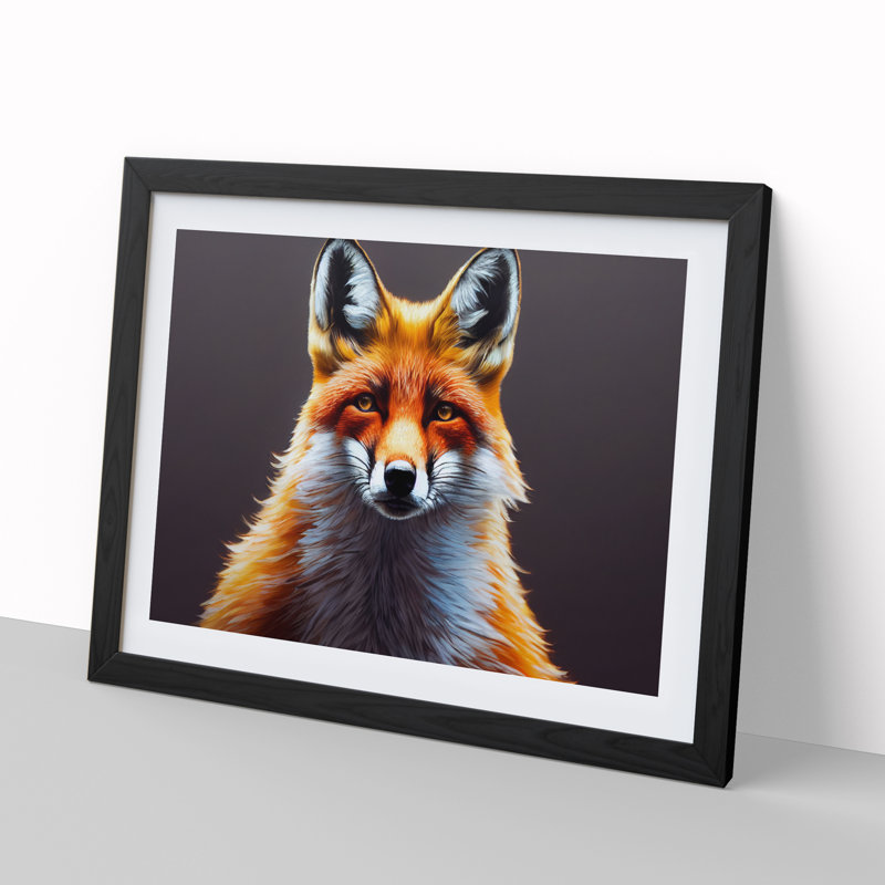 Incredible Fox - Single Picture Frame Print, 46cm H x 64cm W x 2cm D, Black
