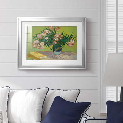 Vase with Oleanders and Books-Vincent van Gogh-Framed Print with Mat and glass-1888