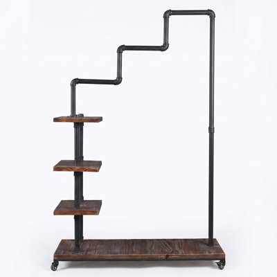 Jaelah 45.3'' Solid Wood Rolling Clothing Rack