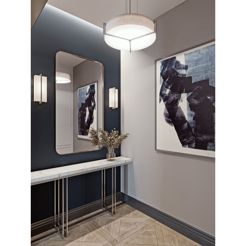 Luminaire suspendu tambour 1 lumière DEL Leeroy, Espresso, Rose, H 42,5 po x l 27,15 po x P 27,15 po
