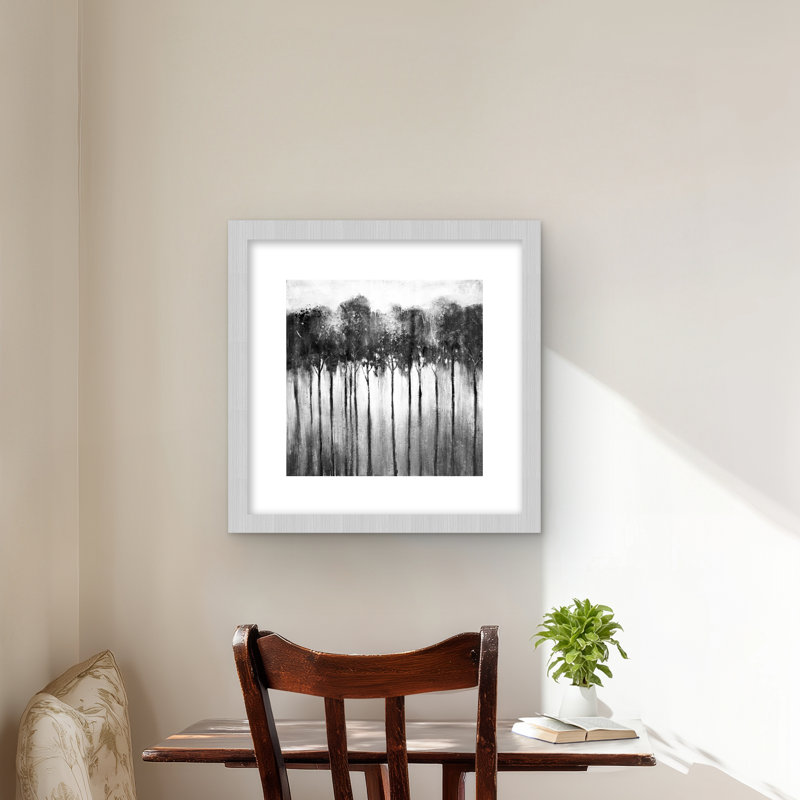 «Abstract Forest» noir et blanc - imprimé mat gris encadré